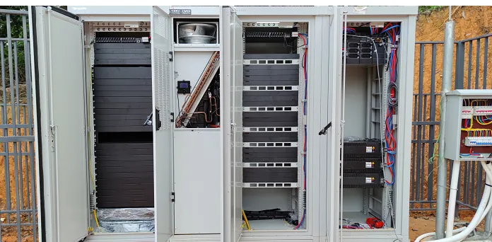Row of three cabinets at a new mountain site